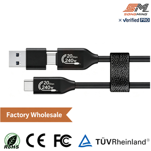 Câble de charge rapide USB Type-C OEM 20 Gbps 40 Gbps 240 W avec gaine en feuille de <span class=keywords><strong>TPE</strong></span> et tressage en nylon pour ordinateur et appareil photo - Product Image 1