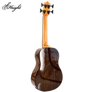 Ukulele U-Bass en acajou 30'' avec accordeurs noirs, Os de bœuf, 2 clous de queue dorés pour concerts de musique, Guitare U-Bass noire - Product Image 6