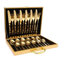 Ensemble de couverts en acier inoxydable 1010, 24 pièces, prêt à offrir, vaisselle de style occidental, couteaux à steak, fourchettes