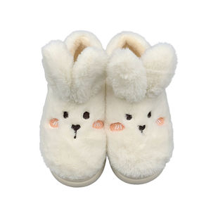 شباشب قطنية نسائية شتوية الأكثر مبيعًا بتصميم أرنب لطيف وعصري، أحذية بكعب عالٍ دافئة للمنزل والداخل، نعال زاباتوس - Product Image 1
