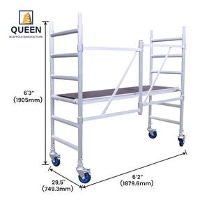Échafaudage mobile en aluminium, hauteur de travail 9'8'', multi-usage, <span class=keywords><strong>petit</strong></span> modèle, mini-échafaudage mobile pliable, tour roulante - Product Image 2