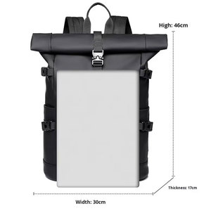 Stylish Roll Top Men's Backpack Lightweight Laptop <strong>Bag</strong> for <strong>College</strong> <strong>Students</strong> Casual Travel Custom Logo Factory Wholesale - Product Image 2