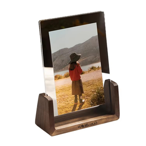 Cadre photo de table en bois massif double face avec support en acrylique transparent en forme de U à faire soi-même - Product Image 1