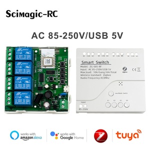 Tuya สวิตช์อัจฉริยะซิกบี, AC220V 4ช่อง RF 433MHz ตัวรับ interlockapp รีเลย์โมดูลควบคุมระยะไกลทำงานร่วมกับ Alexa - Product Image 2