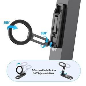 ขาตั้งโทรศัพท์แม่เหล็กแบบหนีบ Clip Go แขนพับได้ 3 ท่อน แม่เหล็กแรง 500 กรัม ปรับหมุนได้ 360 องศา พร้อมคาราไบเนอร์ สำหรับยิม ตู้เย็น และแผ่นเพ็กบอร์ด - Product Image 3