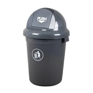 110 리터 30 gal 회색 색상 푸시 뚜껑 플라스틱 원형 쓰레기통 쓰레기통