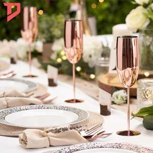 Preço de fábrica 250ml Vidro De Vinho Tinto Aço Inoxidável Antique champagne Flautas De Vidro Copo De Flauta Cálices Ativos - Product Image 2