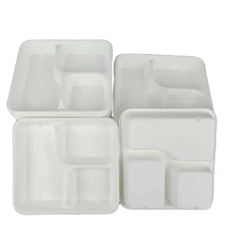 3 4 5 6 Compartimentos Envasado de comida rápida Caña de azúcar Bagazo Pulpa Compostable Biodegradable Desechable Bagazo Bandeja de plato grande