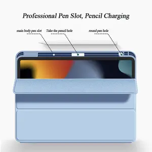 Trifold akıllı kılıf yumuşak TPU arka iPad Mini için 6th nesil kılıf ile kalemlik destek 2nd kalem şarj