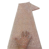 Tissu en dentelle brodée de perles et de paillettes NI.AI de luxe, tissu en tulle brodé, tissu en dentelle à paillettes pour robe de mariée ou de soirée