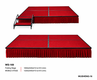 Scène modulaire en aluminium pliable avec roues universelles, hauteur réglable, portable, utilisation intérieure/extérieure, capacité de charge de 1000 kg