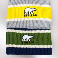 Bonnet en tricot gaufré thermique brodé multicolore à rayures OEM