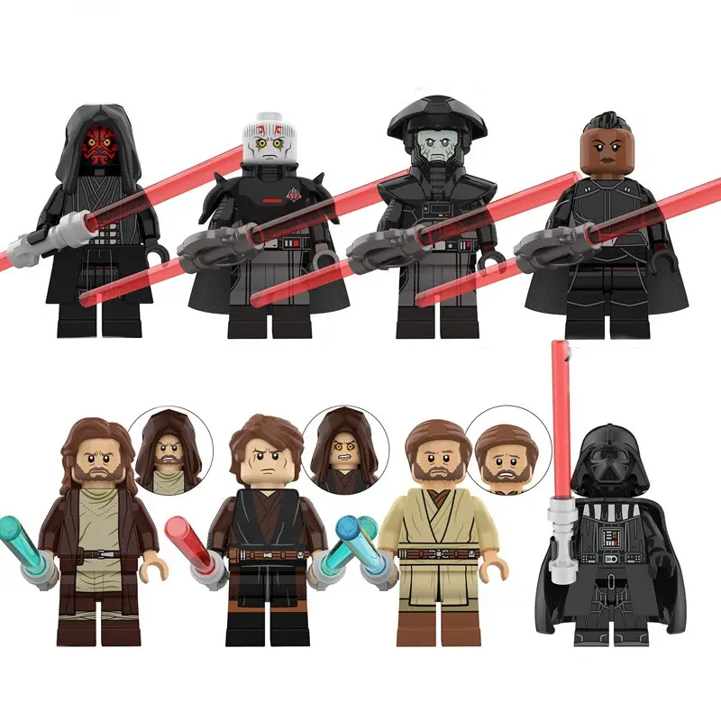 NEW starwars Minifigs with lightsaber Darth Maul Obi-Wan Anakin Space Wars Set Building Blocks Collectible Boys Toys for Kids