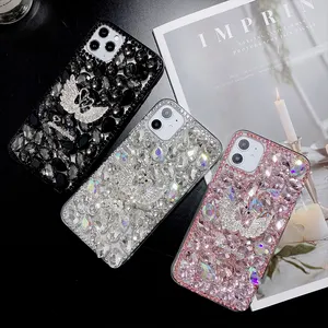 Luxe 3d Diy Bling Diamant Papillon Fleur Téléphone Cas Femmes Filles Strass Couverture Cas Pour Iphone 14 13 12 11 Pro Xr Xs Max 1