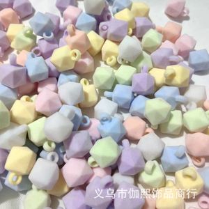 Yiwu Flocked Cube Beads Macaron Color Plush Pendant With Hole For Jewelry Making - Product Image 1