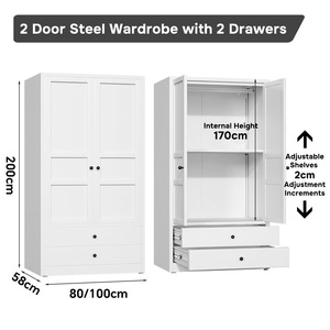 Armario de Acero Reforzado de Gran Capacidad, Armario Metálico Ajustable <span class=keywords><strong>para</strong></span> <span class=keywords><strong>Dormitorio</strong></span> - Product Image 2