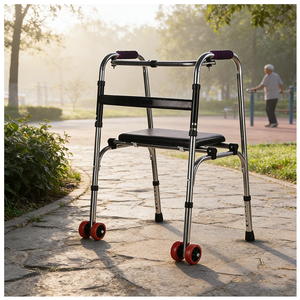 Bestseller Gehhilfe für Senioren mit Sitz, Faltbar mit Rädern, Tragbarer Rollator für Erwachsene zum Gehen - Product Image 2