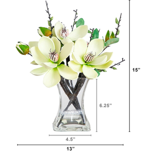 Fiori di Magnolia Artificiali Realistici in Seta con <span class=keywords><strong>Foglie</strong></span> Verdi per Decorazioni Centrotavola per Matrimoni, Casa <span class=keywords><strong>e</strong></span> Ufficio - Product Image 2
