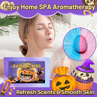 Lot de 6 bombes de bain effervescentes à thème Halloween, contrôle du sébum, coffret cadeau d'Halloween, vente en gros OEM transfrontalière, best-seller