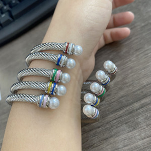 Braccialetto con filo a vite in <span class=keywords><strong>acciaio</strong></span> inossidabile personalizzato <span class=keywords><strong>rosa</strong></span> verde, gioiello da donna, tre strati, braccialetti con strascico aperto - Product Image 1