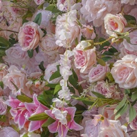 Mur de fleurs artificielles en soie 5D 3D à toucher réel avec base en tissu pour décoration de mariage et de photographie