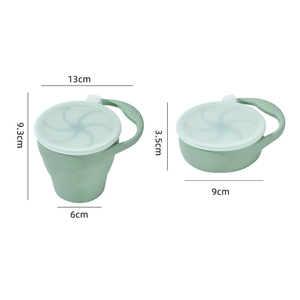 New Arrival Foldable Silicone <b>Bowl</b> <b>Lid</b> Toddler Kids' Snack Storage Container Baby Gift Collapsible <b>Bowl</b> Catcher Built-in Ice - Product Image 6