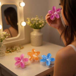 Zi <b>Flower</b> <b>Hair</b> Claw 8Cm Plastic Sweet Style Blossom Design <b>For</b> Women Daily Use <b>Hair</b> Accessories - Product Image 3