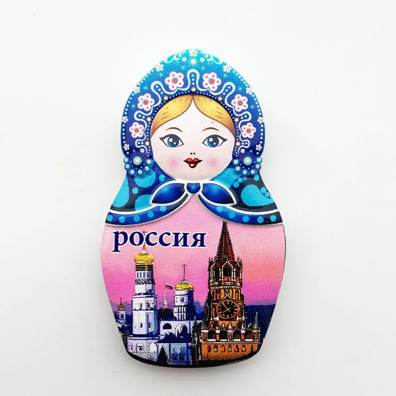 Creative cheap customized 3d resin Russia fridge magnet for coloring