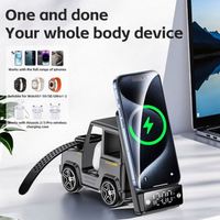 JEDI-Haut-parleur de bureau intelligent cinq en un de haute qualité-Réveil rapide-Support de chargeur sans fil en forme de voiture