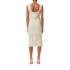 Maglieria a girocollo aperta a Pointelle personalizzata all'ingrosso con volant mare <span class=keywords><strong>Midi</strong></span> a mano lavorato a maglia in <span class=keywords><strong>cotone</strong></span> uncinetto abito da donna - Product Image 3