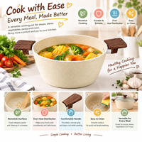 Casserole antiadhésive avec poignées style bois, grande marmite pour soupes, ragoûts, pâtes, légumes et repas en famille