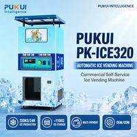 Distributeur automatique de glace 320 kg/24h, machine commerciale à glaçons avec ensachage automatique et double moule à glace pour supermarché