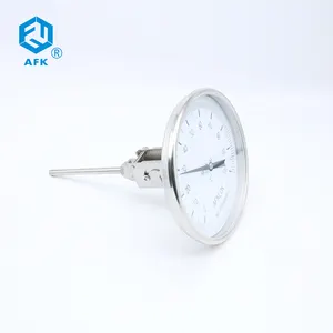 Termómetro de Dial industrial bimental Rango de 150mm SS 304 Conexión trasera 100 grados con sonda de 120mm Tamaño de sonda de 8mm