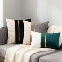 Housse de coussin minimaliste nordique avec bande dorée assortie, sans rembourrage, pour chevet et dossier de canapé en velours