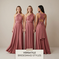 Robe de Demoiselle d'Honneur Multi-Styles Infinity pour Femme, Sans Manches, Taille Empire, Coupe Fluide Évasée, en Jersey Extensible Quadridirectionnel Respirant, pour Mariage, Tailles S-5X