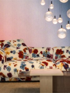 Sillón de Diseño Italiano Milán, con Tapizado Floral Creativo en Tela de Borreguito, Estilo Relajado en Forma de <span class=keywords><strong>U</strong></span>, Compacto, de Líneas Rectas para Espacios Pequeños - Product Image 3