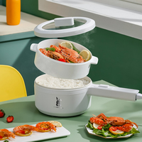 Casserole électrique portable 1,8 litre Appareil de cuisine domestique Cuisinière portable Marmite chaude avec cuiseur vapeur Casserole portable