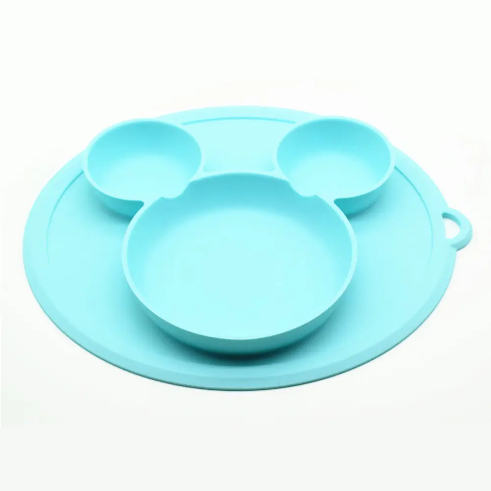 Mickey Face Heat-resistance Silicone Baby Dishes Bowls Placemat Suction Non-slip Soft Silicone Kids Plates