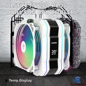Pour <span class=keywords><strong>ALSEYE</strong></span> M120D Plus refroidisseur de processeur à double ventilateur blanc avec affichage numérique de la température pour boîtier de PC de jeu - Product Image 2