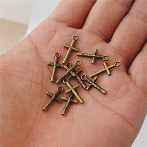 9*17mm 앤틱 브론즈 소형 가톨릭 십자가 로사리 팔찌 장식용 - Product Image 2