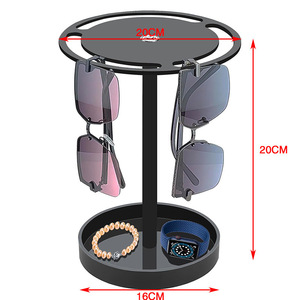 Acrylic Sunglasses <b>Storage</b> <b>Rack</b> 360 Degree <b>Rotating</b> Black Transparent Shelf For Eyewear Display - Product Image 2