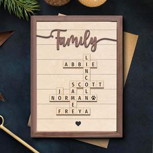 Nouveau cadre de nom de famille personnalisé cadeau de la Saint-Valentin pour les amoureux mots croisés <span class=keywords><strong>Scrabble</strong></span> impression <span class=keywords><strong>lettre</strong></span> personnalisée impressions de carreaux - Product Image 3