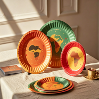Assiettes en papier jetables écologiques à motif personnalisé bleu et blanc, 10 pouces, style américain, vaisselle de fête
