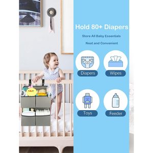 Organizador de Pañales Colgante con 4 Bolsillos, Gris, Almacenamiento para Cuna de Bebé - Product Image 2
