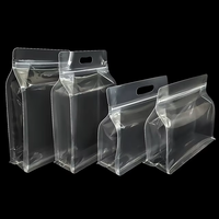 Sachet alimentaire transparent personnalisé en MOPP à fond carré, avec fermeture éclair, résistant à l'humidité et avec poignée