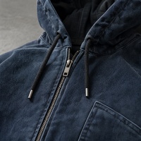 Veste en jean vintage pour homme, coupe ample, fermeture éclair, à capuche, personnalisée