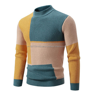 Suéter de Punto con Cuello Alto para Hombre, Estilo Coreano, Color Block, Moda Juvenil, Informal, Invierno 2026 - Product Image 5