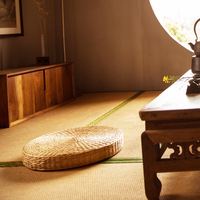 Puf de paja tejido a mano estilo japonés, sólido, grueso y cómodo para ventanales, meditación, oración, decoración futón