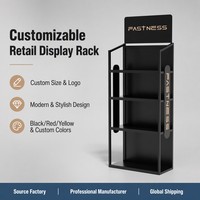 Exhibidor Moderno de 4 Estantes para Comercios, Soporte de Exhibición Metálico, Tamaño Personalizado, Logotipo Personalizado, Negro, Rojo, Amarillo, Exhibición para Tiendas