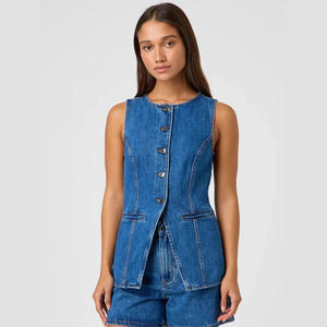 2025 avrupa amerikan Vintage stil kolsuz yüksek bel gevşek Denim şort kadın Denim Suit - Product Image 2